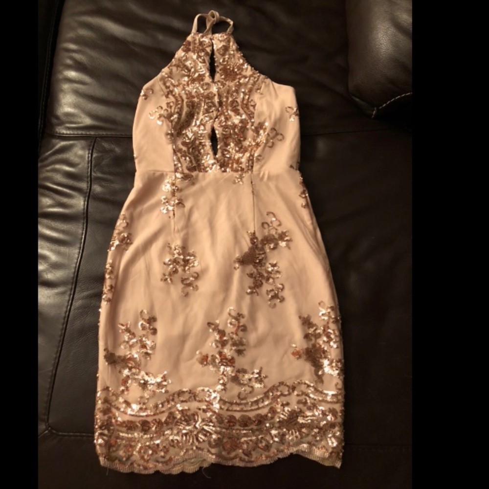 Rose gold sequin dress